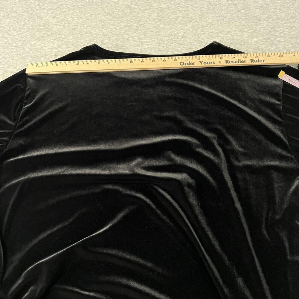 Bob Mackie Wearable Art Shirt Womens 1X Black Velvet Sequin Tunic Pullover Top - Picture 9 of 11